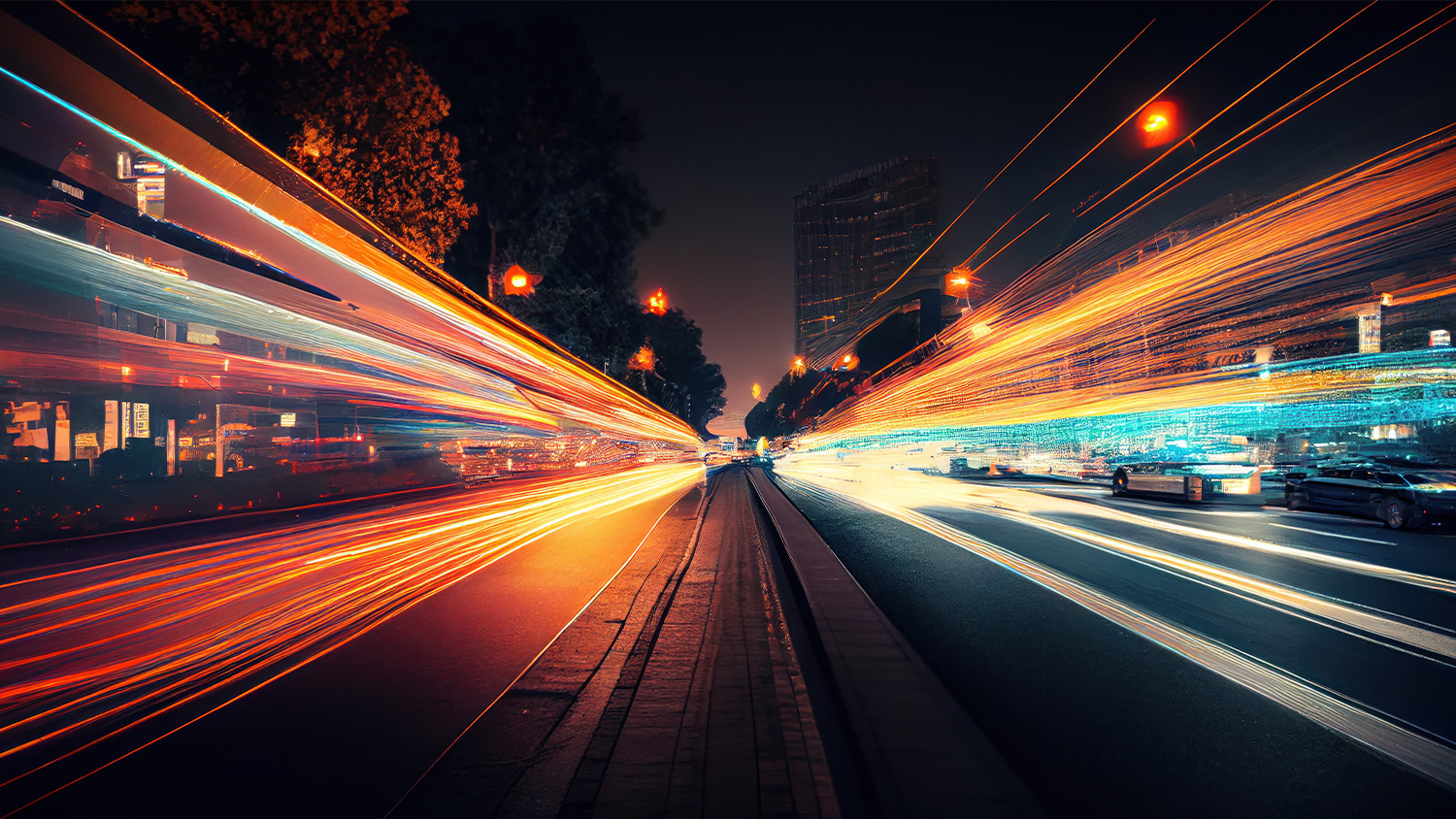 cars with Xenon lights driving through a highway