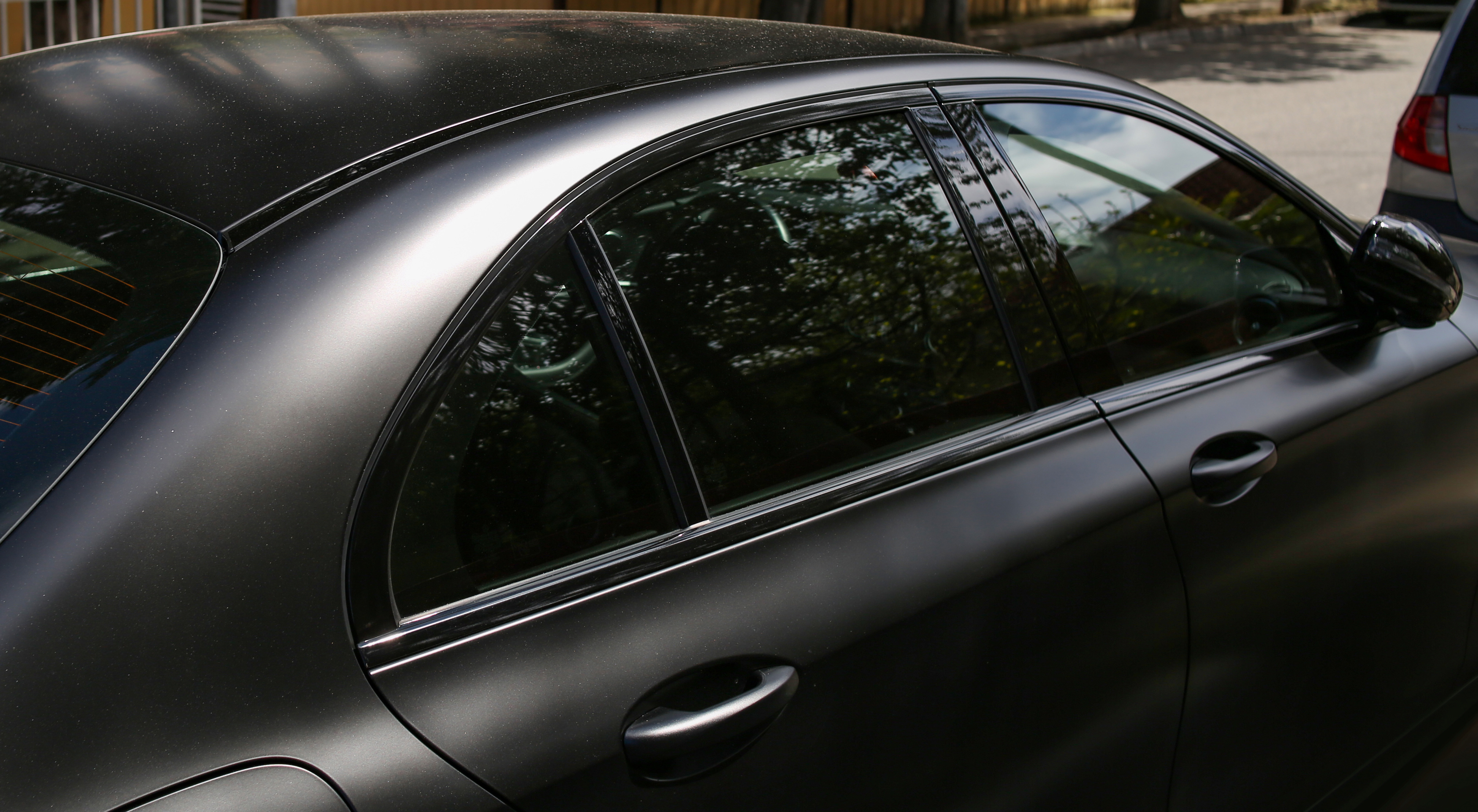 Black car with tinted windows 