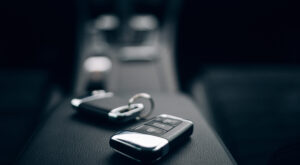 Keys on the middle arm rest of the car