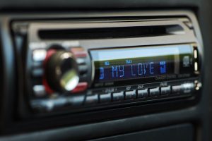 a photo of a car radio