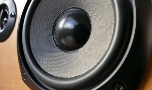 A set of car stereo speakers.