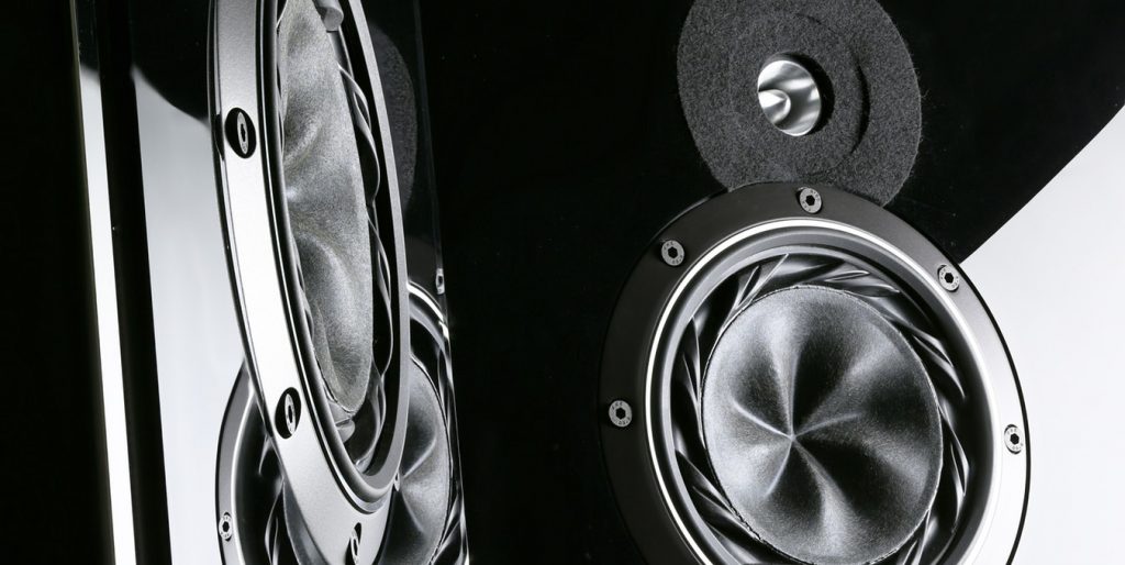 A set of black speakers.